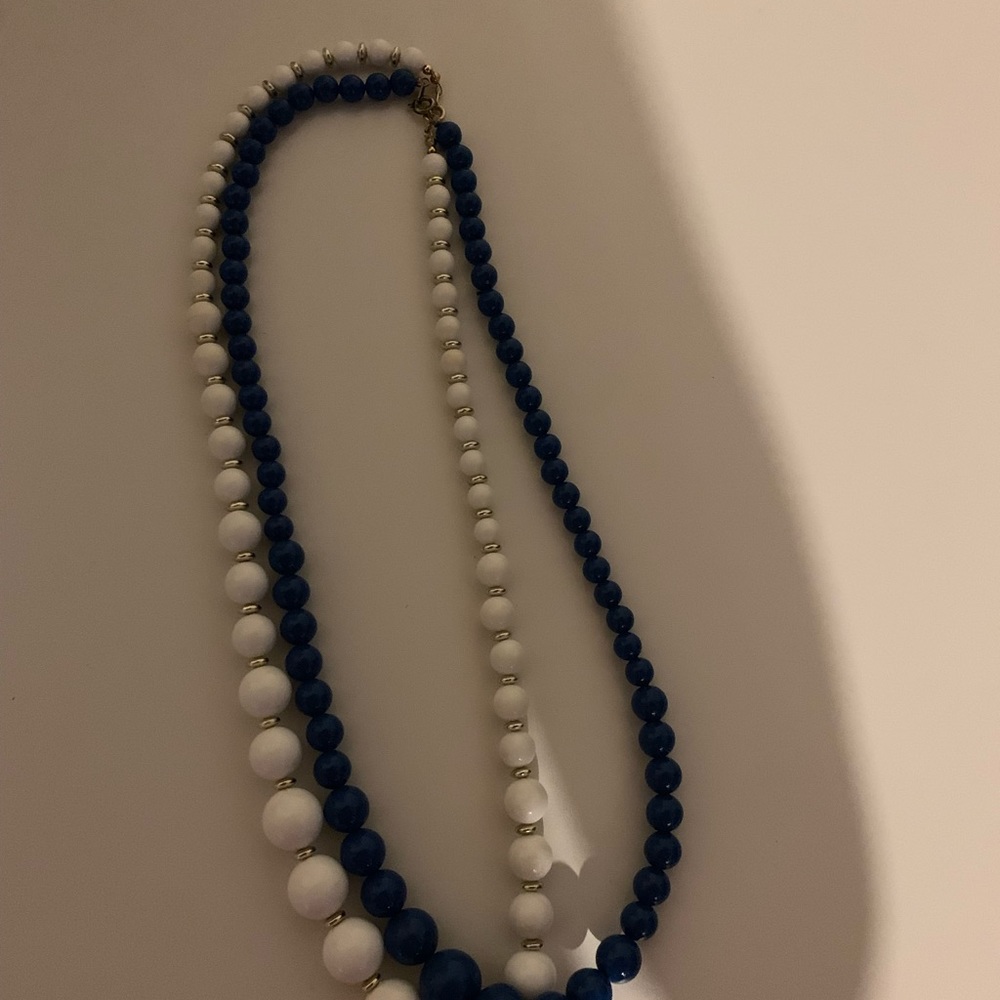 Blue and White Bead Necklaces - Vintage 80’s - Picture 2 of 3